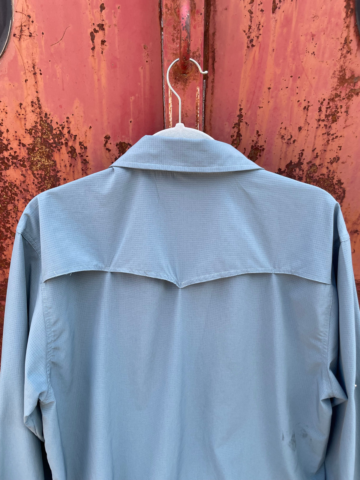 Perforated Pearl Snap LS blue